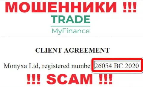 Регистрационный номер махинаторов TradeMyFinance (26054 BC 2020) никак не гарантирует их добросовестность