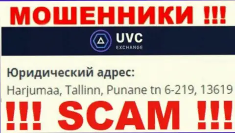UVC Exchange - это жульническая контора, которая прячется в офшорной зоне по адресу Harjumaa, Tallinn, Punane tn 6-219, 13619