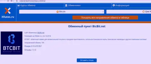 Инфа о онлайн-обменнике БТЦБИТ Сп. З.о.о. на web-сервисе Хрейтес Ру