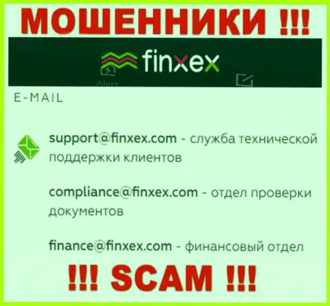 В разделе контактов мошенников Финксекс, показан именно этот электронный адрес для обратной связи