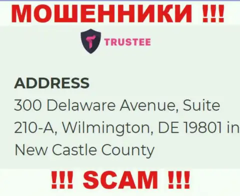 Компания Trustee Wallet расположена в оффшорной зоне по адресу - 300 Delaware Avenue, Suite 210-A, Wilmington, DE 19801 in New Castle County, USA - однозначно мошенники !!!