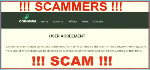 Coinumm Scammers can remake their agreement at any time