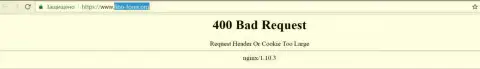 Официальный веб-ресурс брокерской компании Fibo Forex некоторое количество дней недоступен и выдает - 400 Bad Request (ошибка)