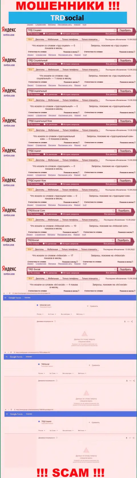 Информация по онлайн запросам бренда TRDSocial Com, позаимствованная из интернет сети