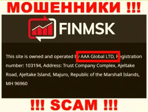 Инфа про юридическое лицо internet мошенников FinMSK - ААА Глобал Лтд, не обезопасит Вас от их загребущих рук