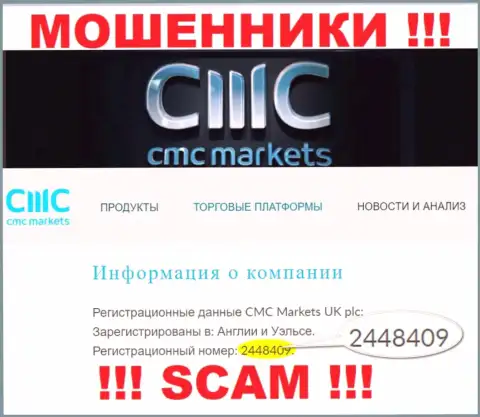 АФЕРИСТЫ CMC Markets как оказалось имеют регистрационный номер - 2448409