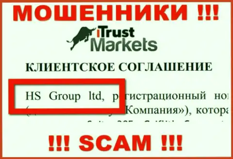 Trust Markets - это МОШЕННИКИ !!! Управляет указанным лохотроном HS Group ltd