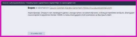 Комплиментарный отзыв о компании Cauvo Capital на web-ресурсе Revocon Ru