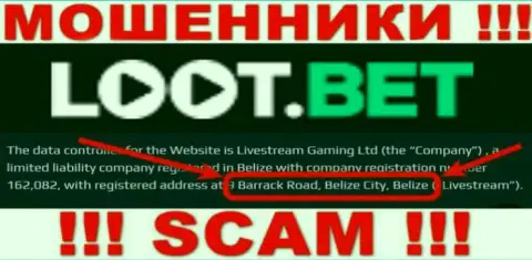 С Loot Bet лучше не иметь дела, так как их местоположение в оффшорной зоне - 9 Barrack Road, Belize City, Belize