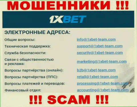 На официальном онлайн-сервисе преступно действующей компании 1ИксБет предложен данный адрес электронного ящика