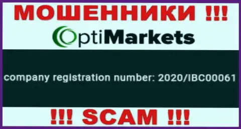 Регистрационный номер, под которым зарегистрирована компания OptiMarket: 2020/IBC00061