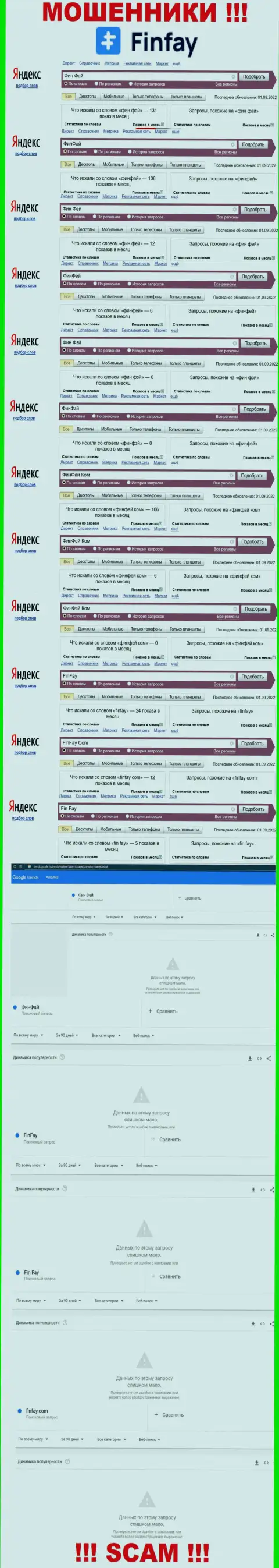 Число запросов в сети Интернет по бренду мошенников Fin Fay