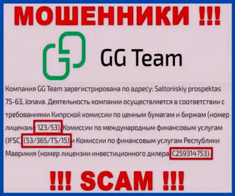Весьма опасно верить организации GG-Team Com, хоть на интернет-ресурсе и приведен ее лицензионный номер