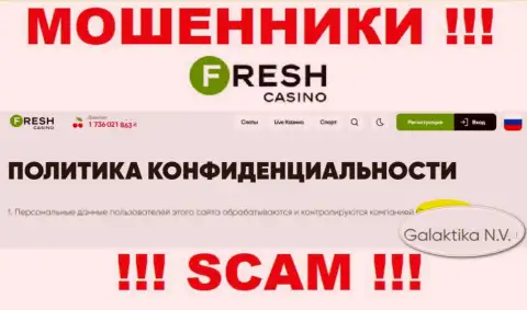 Юр. лицо мошенников Fresh Casino - это GALAKTIKA N.V