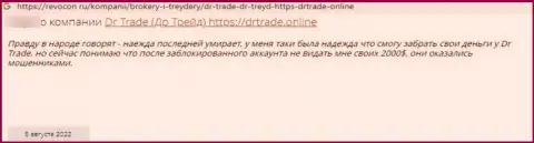 Один из комментариев, оставленный под обзором internet вора ДР Трейд