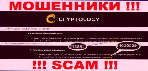 Cryptology Com оказалось имеют регистрационный номер - 14626039