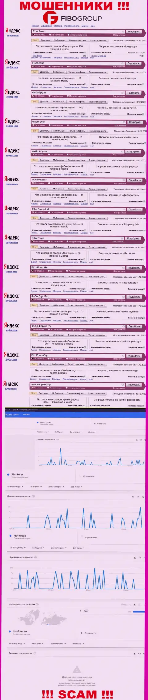 Статистические показатели поисков информации о internet-мошенниках Fibo Group Ltd