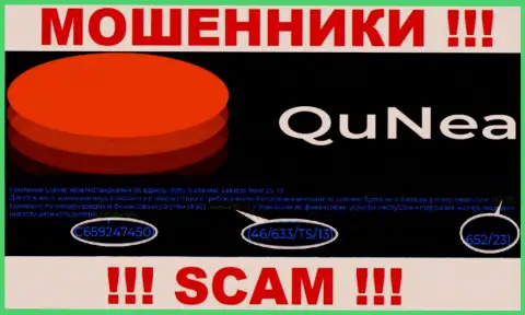 Махинаторы Qu Nea не скрывают свою лицензию на осуществление деятельности, представив ее на веб-сервисе, но будьте осторожны !