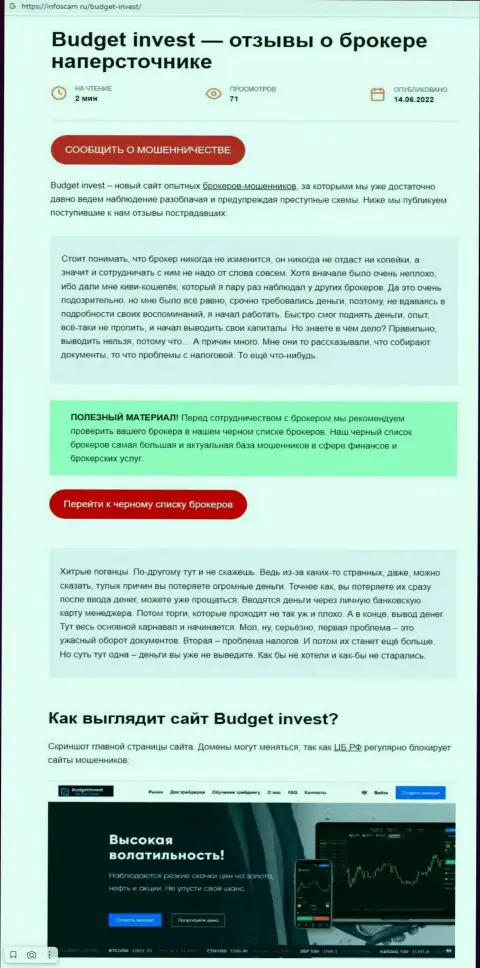 Budget Invest - это РАЗВОДИЛЫ !!!  - объективные факты в обзоре компании