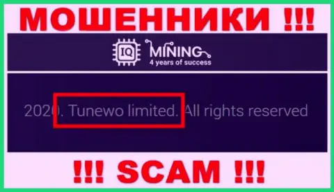 Мошенники IQMining Com написали, что Tunewo Limited владеет их разводняком