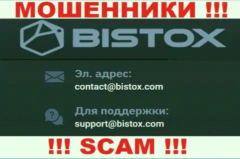 На е-майл Bistox Com писать слишком рискованно - это наглые мошенники !