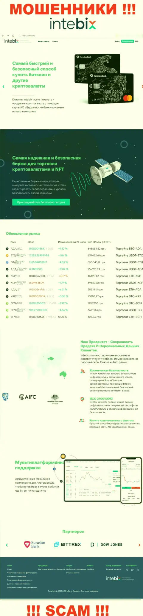 Intebix Kz это ресурс компании ИнтебиксКз, типичная страница мошенников