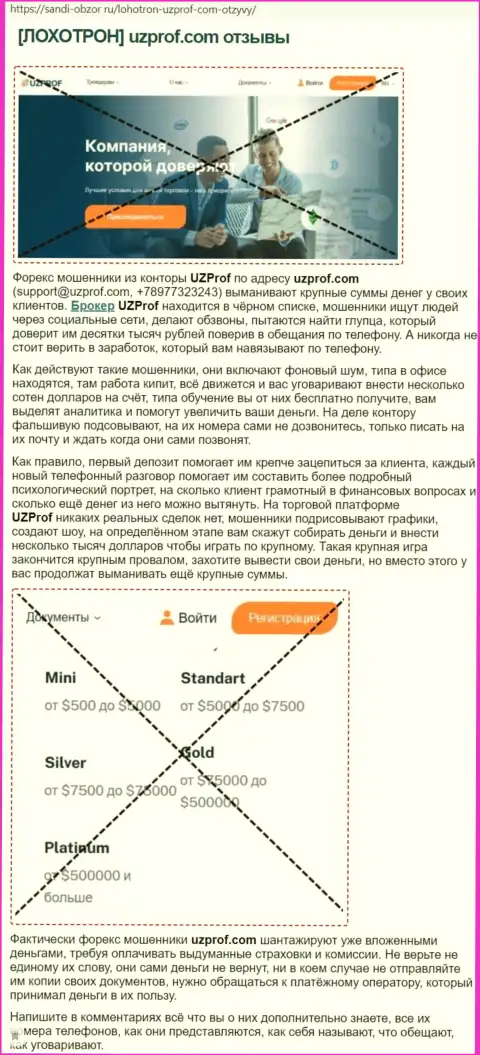 Статья с реальным обзором мошенничества UzProf Com