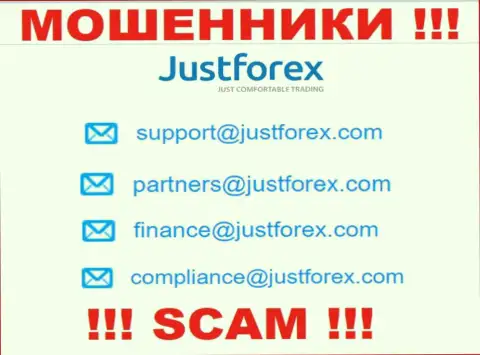 Опасно связываться с компанией JustForex, даже посредством их электронного адреса, так как они мошенники